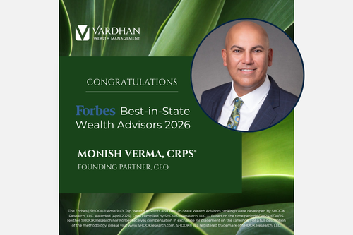 Monish Verma, CRPS® named to the 2026 Forbes | SHOOK Best-In-State Wealth Advisors 2026 list